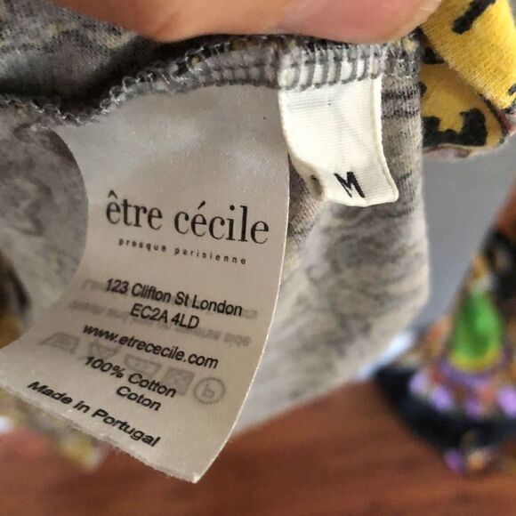 Etre Cecile Grey and yellow floral t-shirt dress/ tunic M - Picture 3 of 5